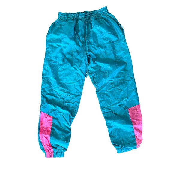 Vintage Neon Retro 100% Nylon Elastic Waist Track Pants 8 - Picture 6 of 7